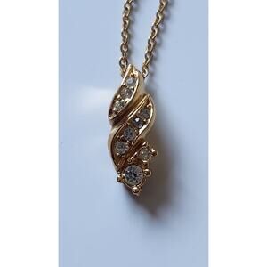 Christian Dior Women's Ladies spiral stone Gold Necklace Pendant Signed Chr Dior